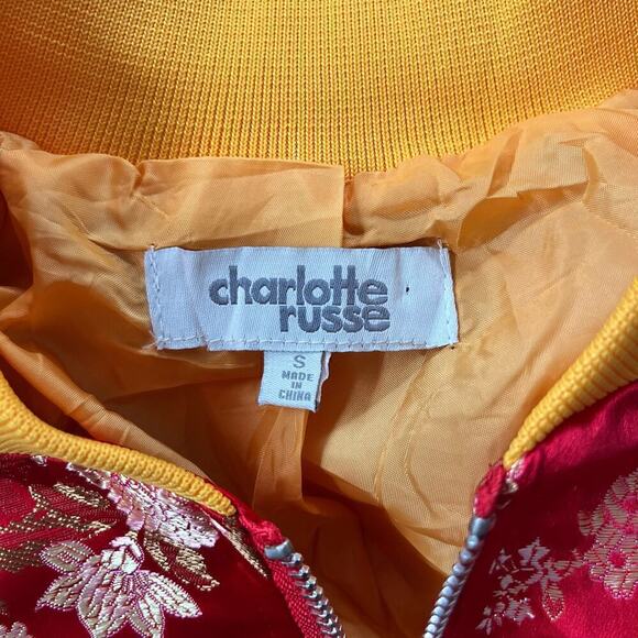 Charlotte Russe Floral Print Crewneck Full Zip Jacket Bright Red Women's Small - Picture 4 of 5